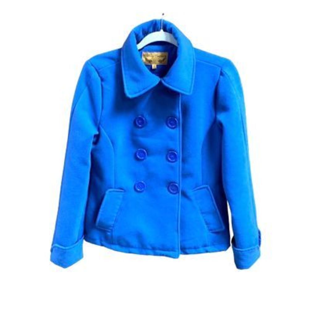 Body Central Blue Double Breasted Pea Coat Size Large